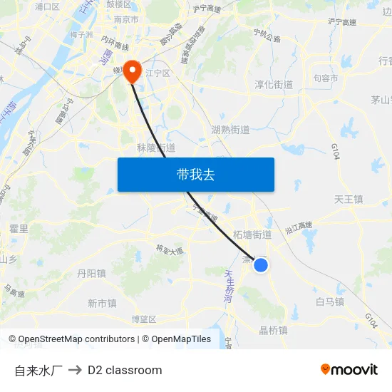 自来水厂 to D2 classroom map