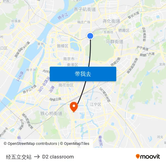 经五立交站 to D2 classroom map