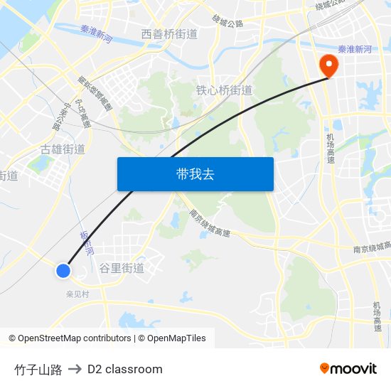 竹子山路 to D2 classroom map