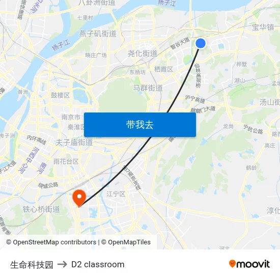 生命科技园 to D2 classroom map