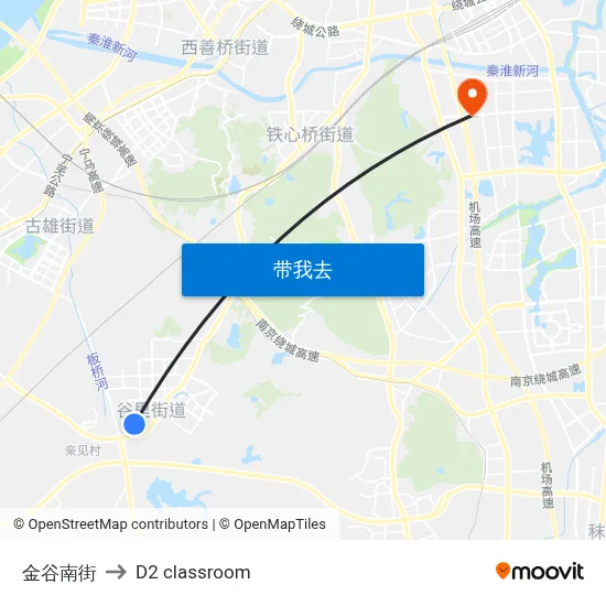 金谷南街 to D2 classroom map