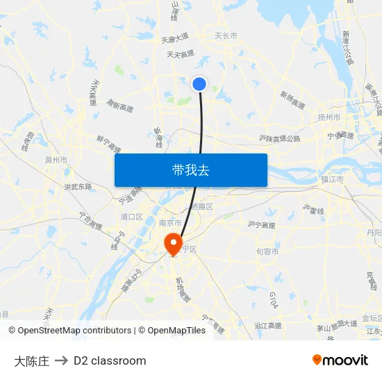 大陈庄 to D2 classroom map
