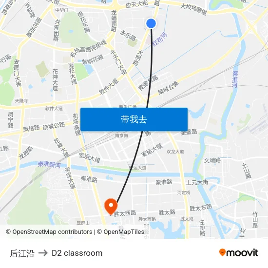 后江沿 to D2 classroom map