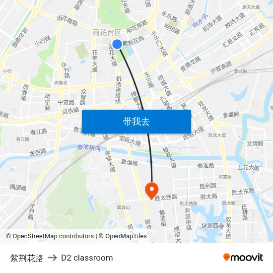 紫荆花路 to D2 classroom map