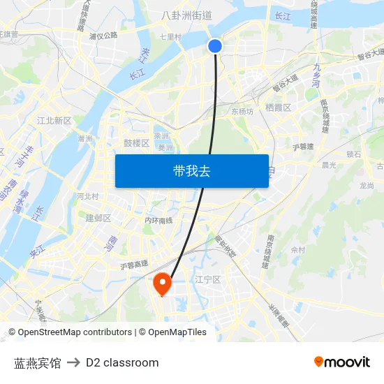 蓝燕宾馆 to D2 classroom map