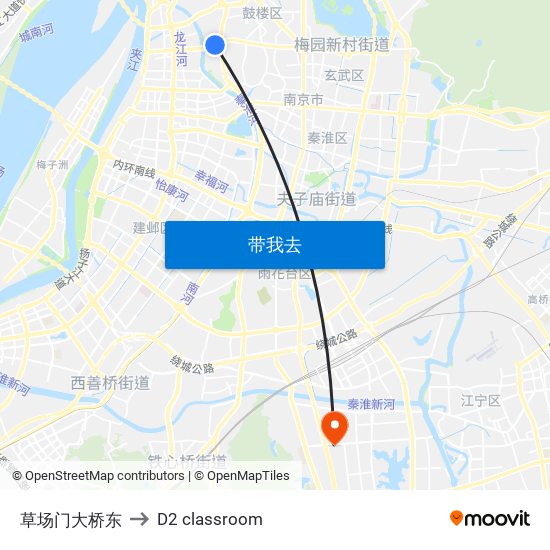 草场门大桥东 to D2 classroom map