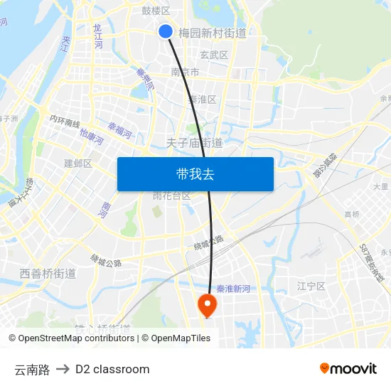 云南路 to D2 classroom map