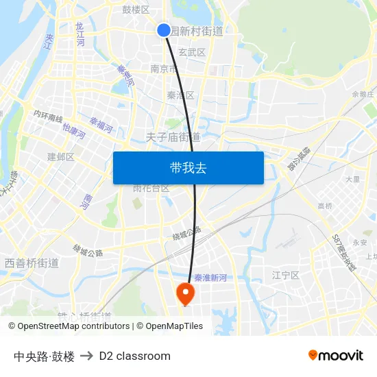 中央路·鼓楼 to D2 classroom map
