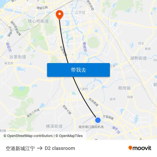 空港新城江宁 to D2 classroom map