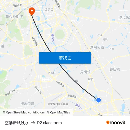 空港新城溧水 to D2 classroom map