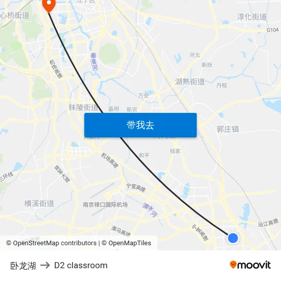 卧龙湖 to D2 classroom map