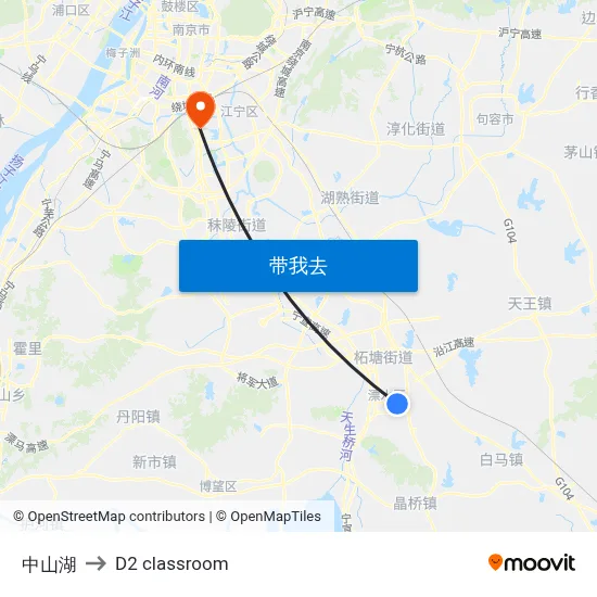 中山湖 to D2 classroom map