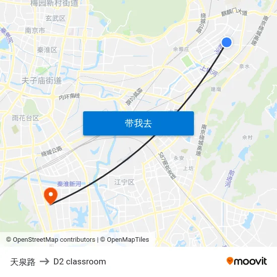 天泉路 to D2 classroom map