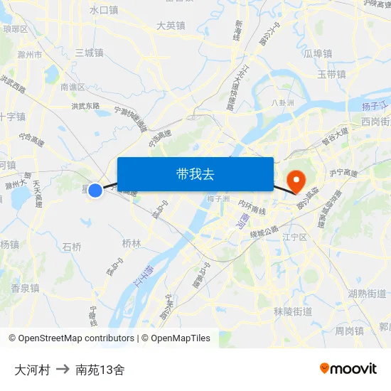 大河村 to 南苑13舍 map