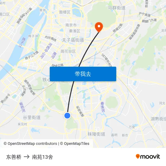 东善桥 to 南苑13舍 map