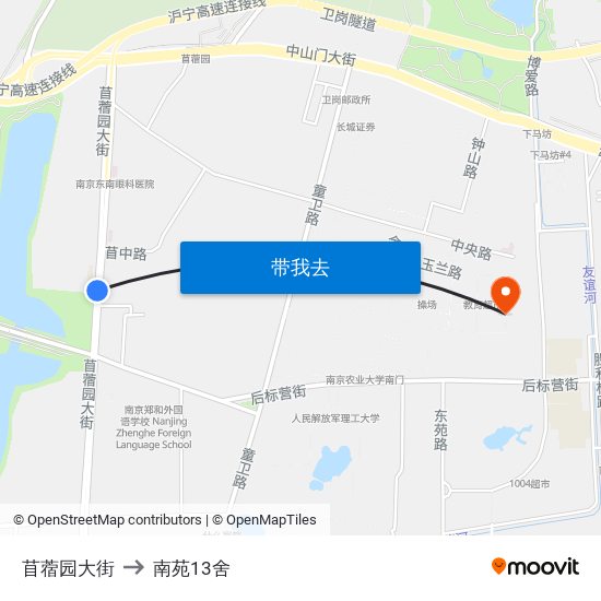 苜蓿园大街 to 南苑13舍 map