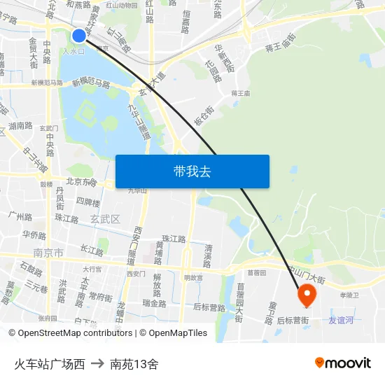 火车站广场西 to 南苑13舍 map