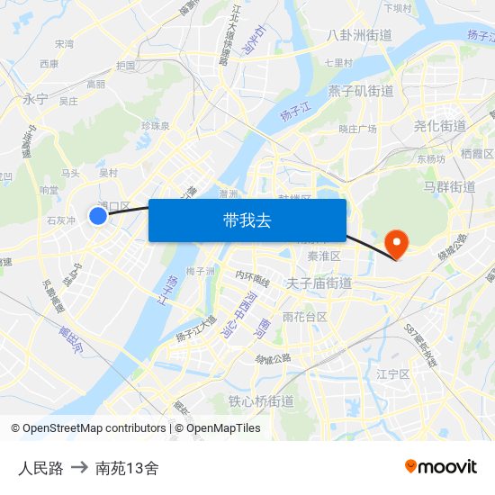 人民路 to 南苑13舍 map