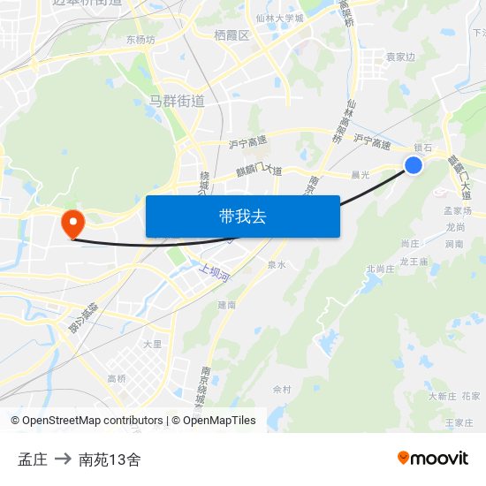 孟庄 to 南苑13舍 map