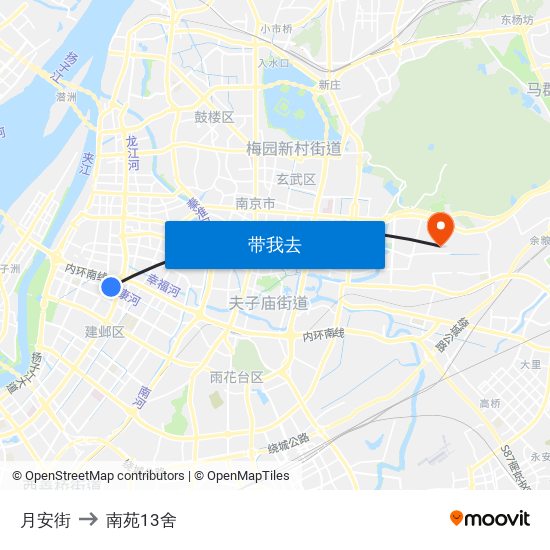 月安街 to 南苑13舍 map