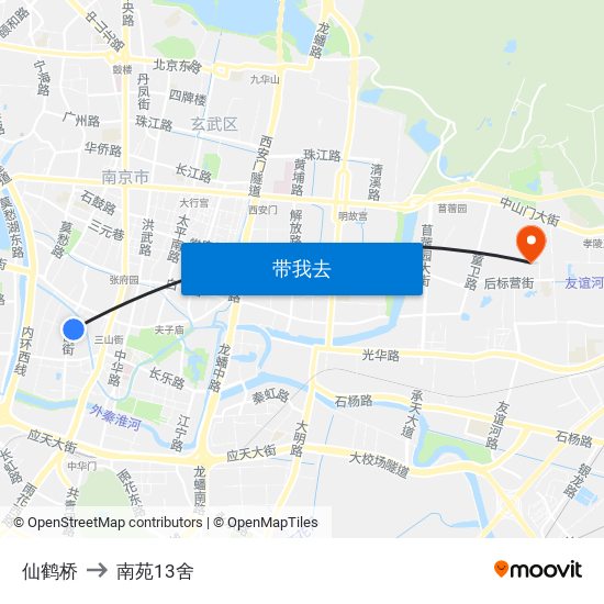 仙鹤桥 to 南苑13舍 map