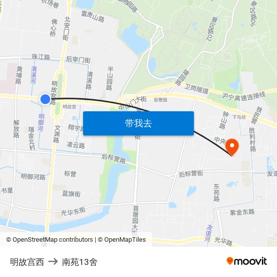 明故宫西 to 南苑13舍 map