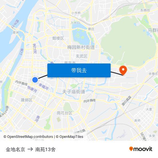 金地名京 to 南苑13舍 map