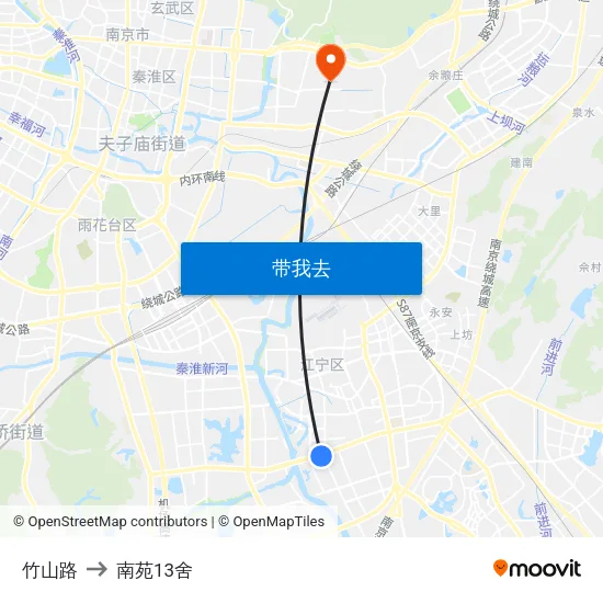 竹山路 to 南苑13舍 map