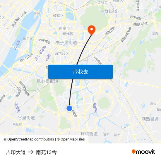 吉印大道 to 南苑13舍 map