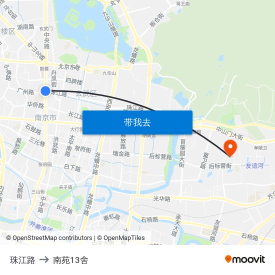 珠江路 to 南苑13舍 map