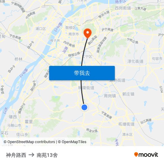 神舟路西 to 南苑13舍 map