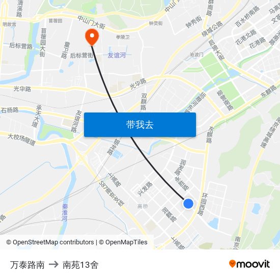 万泰路南 to 南苑13舍 map