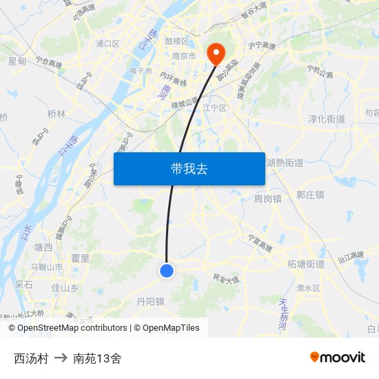 西汤村 to 南苑13舍 map