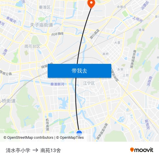 清水亭小学 to 南苑13舍 map