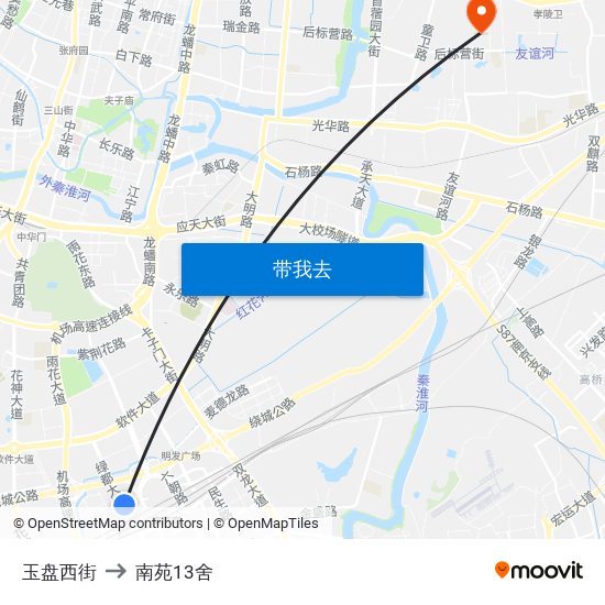 玉盘西街 to 南苑13舍 map