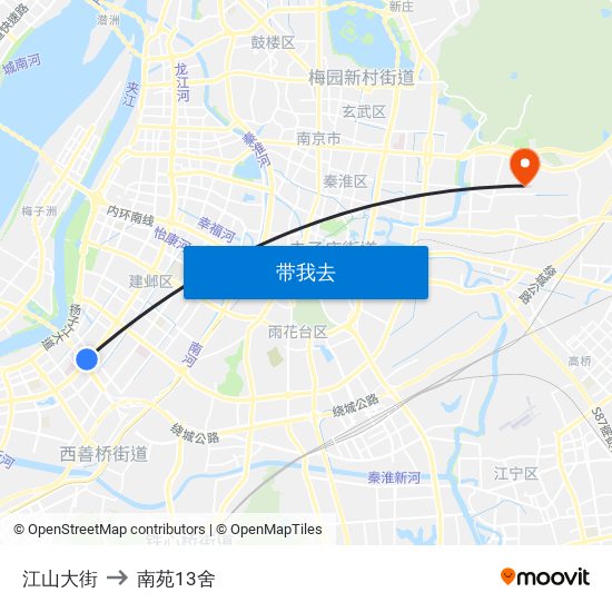 江山大街 to 南苑13舍 map