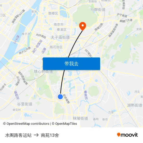 水阁路客运站 to 南苑13舍 map