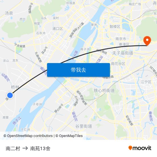 南二村 to 南苑13舍 map
