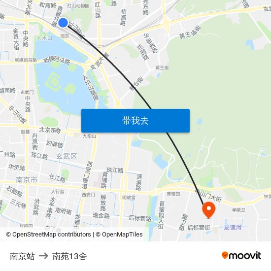 南京站 to 南苑13舍 map