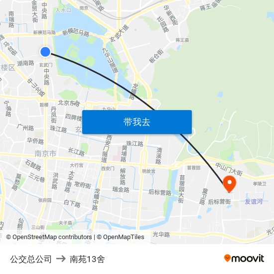 公交总公司 to 南苑13舍 map