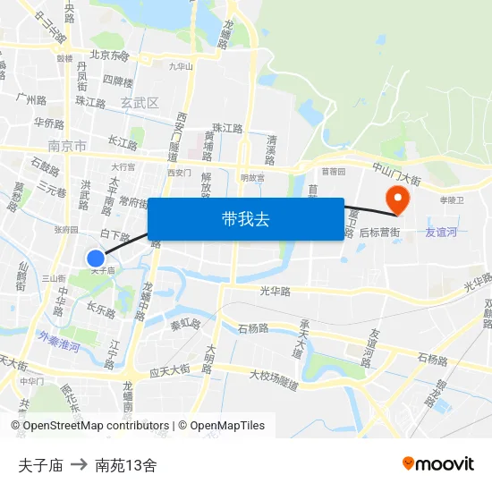 夫子庙 to 南苑13舍 map