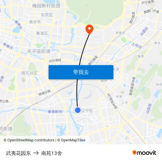 武夷花园东 to 南苑13舍 map