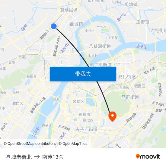 盘城老街北 to 南苑13舍 map