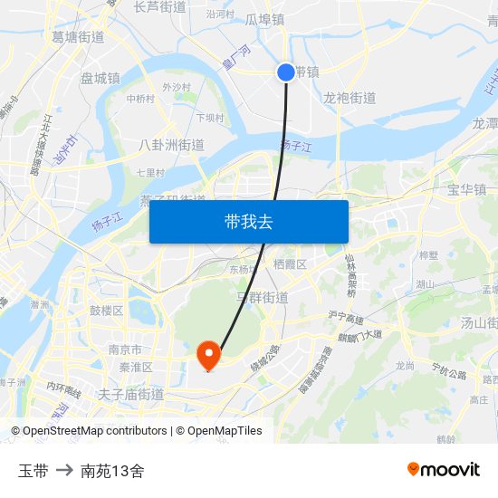 玉带 to 南苑13舍 map