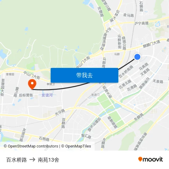 百水桥路 to 南苑13舍 map