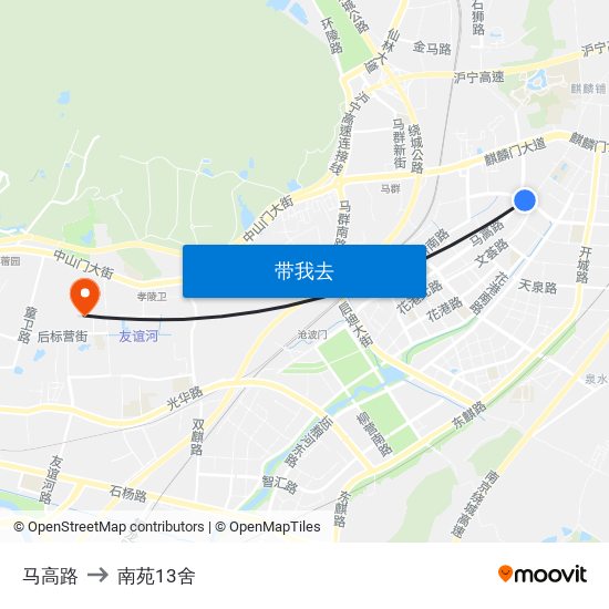 马高路 to 南苑13舍 map