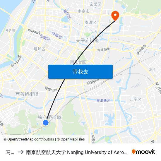 马家店 to 南京航空航天大学 Nanjing University of Aeronautics and Astronautics map