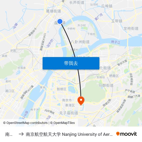 南化八村 to 南京航空航天大学 Nanjing University of Aeronautics and Astronautics map