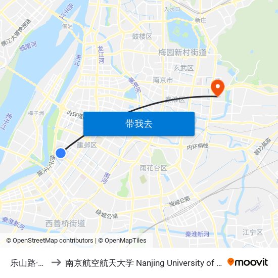 乐山路·河西大街 to 南京航空航天大学 Nanjing University of Aeronautics and Astronautics map