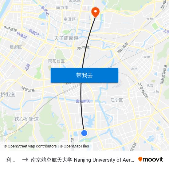 利源南路 to 南京航空航天大学 Nanjing University of Aeronautics and Astronautics map